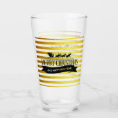 Kerst Gouden Gestreepte Glas Tumbler (Voorkant)