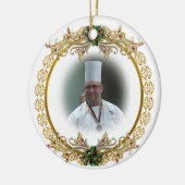 Kerst gouden krans Foto ornament, Keramisch Ornament (Links)