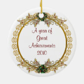 Kerst gouden krans Foto ornament, Keramisch Ornament (Achterkant)