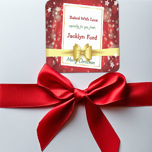 Kerst Gouden Lint Bokeh Traktaties Vierkante Sticker