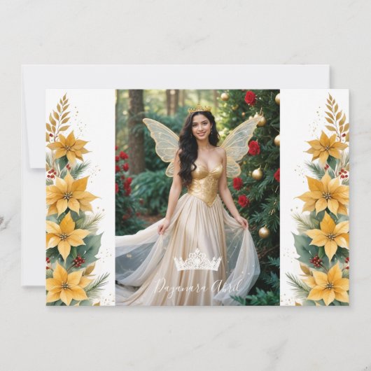 Kerst Gouden Poinsettias Inspiraties Bloemen Kaart (Voorkant)