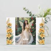 Kerst Gouden Poinsettias Inspiraties Bloemen Kaart (Staand voorkant)