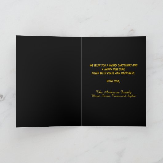 Kerst gouden rendier zwarte kerstwensen feestdagen kaart (Binnen)