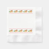 Kerst Gouden Ronde Klokken en Rode Lint Grens Servet (Voorkant)