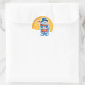 Kerst gouden ronde sticker Snowman drummer. (Tas)