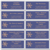 Kerst gouden sneeuwvlok navy gast adresetiketten sticker (Voorkant)