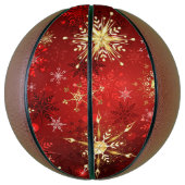 Kerst Gouden Sneeuwvlokken op Rode Achtergrond Basketbal (Verticaal)