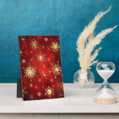 Kerst gouden sneeuwvlokken op rode achtergrond fotoplaat (Zijkant)