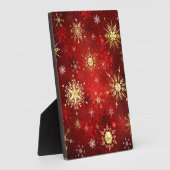 Kerst gouden sneeuwvlokken op rode achtergrond fotoplaat (Zijkant)