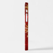 Kerst Gouden Sneeuwvlokken op Rode Achtergrond iPhone Hoesje (Linkerkant)