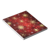 Kerst Gouden Sneeuwvlokken op Rode Achtergrond Notitieblok (Schuin)