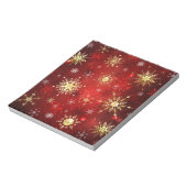 Kerst Gouden Sneeuwvlokken op Rode Achtergrond Notitieblok (Linkerzijde)