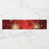 Kerst Gouden Sneeuwvlokken op Rode Achtergrond Waterfles Etiket (Enkel label)