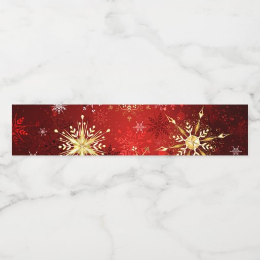 Kerst Gouden Sneeuwvlokken op Rode Achtergrond Waterfles Etiket (Enkel label)