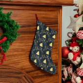 Kerst gouden sterren, boom. Baubles Lined Blue Grote Kerstsok