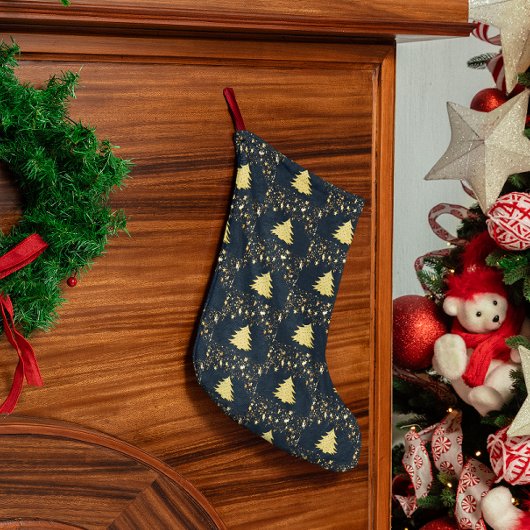 Kerst gouden sterren, boom. Baubles Lined Blue Grote Kerstsok