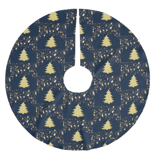 Kerst Gouden Sterren en Boom met Bubbels Kerstboom Rok (Voorkant)