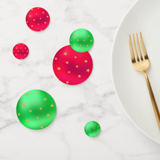 Kerst Gouden Sterren op Groene & Rode Lijst Confet Confetti (Groep)