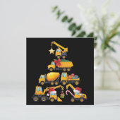 Kerst Graafmachine Bouwtruck Boom Feestdagenkaart (Staand voorkant)