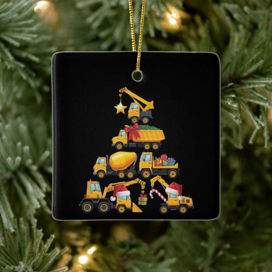 Kerst Graafmachine Bouwtruck Boom Keramisch Ornament (Boom)