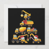 Kerst graafmachine bouwwerktuig boom feestdagenkaart (Voorkant)