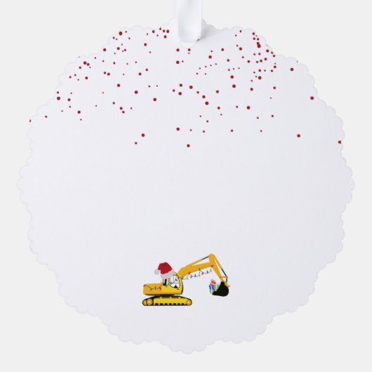 Kerst graafmachine constructie vrachtwagen cadeau  ornament kaart (Achterkant)