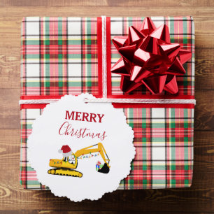 Kerst graafmachine constructie vrachtwagen cadeau  ornament kaart