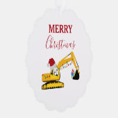 Kerst graafmachine constructie vrachtwagen cadeau ornament kaart (Rechts)