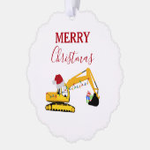 Kerst graafmachine constructie vrachtwagen cadeau ornament kaart (Links)