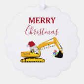 Kerst graafmachine constructie vrachtwagen cadeau ornament kaart (Voorkant)
