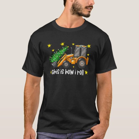 Kerst graafmachine constructie vrachtwagen Dit is T-shirt (Voorkant)