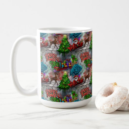 Kerst Graffiti Koffiemok (Met donut)
