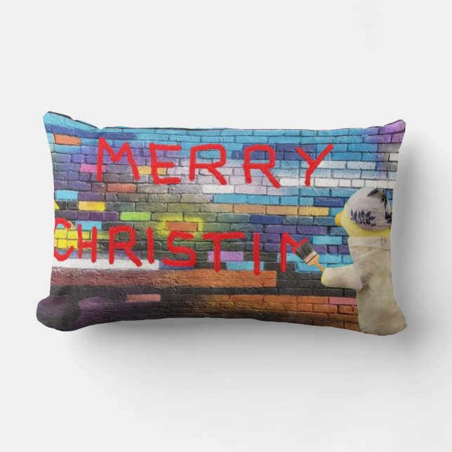 Kerst Graffiti  Lenden Kussen (Voorkant)