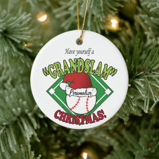 Kerst Grand Slam Honkbal Keramisch Ornament (Boom)