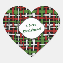 Kerst Graphical geweven jute elke tekst Hart Sticker