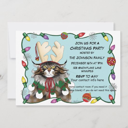 Kerst Grappig Antler Kat Kaart (Voorkant)