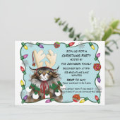 Kerst Grappig Antler Kat Kaart (Staand voorkant)