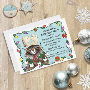Kerst Grappig Antler Kat Kaart