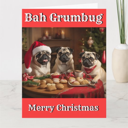 Kerst Grappig BAH GRUMBUG PUG GRUMBLE Kaart (Voorkant)