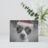 Kerst Grappig Chihuahua Puppy met Santa Hat Feestdagenkaart (Staand voorkant)