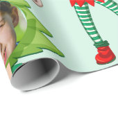 Kerst Grappig Custom Gezicht Foto Santa's Elf Gift Cadeaupapier (Rol Hoek)