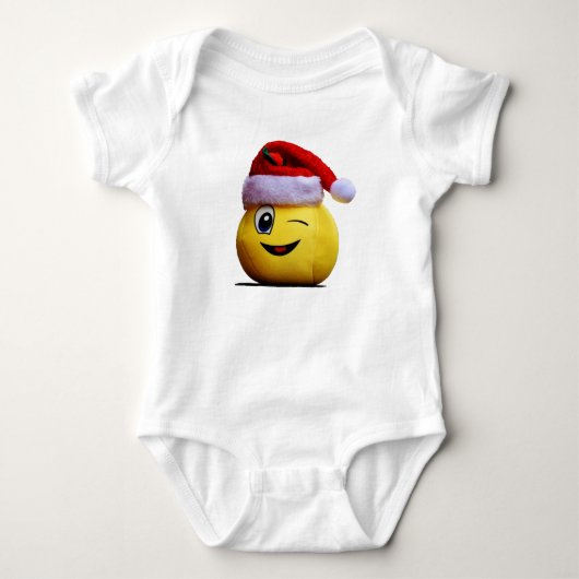Kerst grappig emoji knipoog glimlach Sinterklaas g Romper (Voorkant)