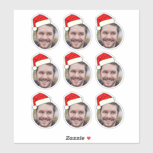 Kerst Grappig Foto Gezicht Sticker (Vel)