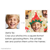 Kerst Grappig Gezicht Aangepaste Foto Collage Blau Cadeaupapier
