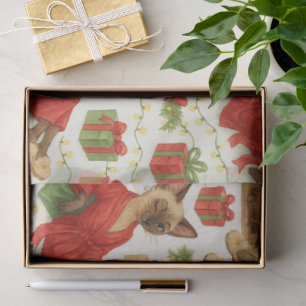 Kerst Grappig Glam Siamese Kat Tissuepapier
