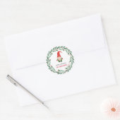 Kerst Grappig Gnome Vakantie Holly krans Ronde Sticker (Envelop)