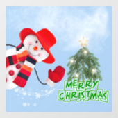 Kerst Grappig lachende sneeuwpop raam klampen Raamsticker (Vel)