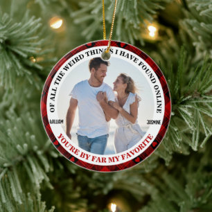 Kerst Grappig paar foto Buffalo Lijst Keramisch Ornament