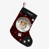 Kerst Grappig Schattige Hond Kleine Zwart Plaid Fo Kerstsok (Voorkant (Hangend))