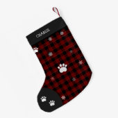 Kerst Grappig Schattige Hond Kleine Zwart Plaid Fo Kleine Kerstsok (Achterkant (Hangend))